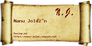 Nanu Jolán névjegykártya