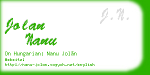 jolan nanu business card