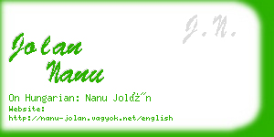 jolan nanu business card